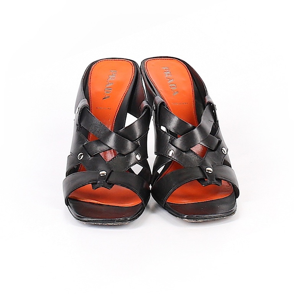 Prada Leather Black Heeled Sandals - Picture 2 of 8